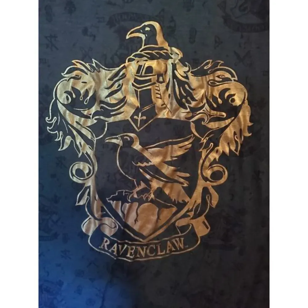 Harry Potter Juniors Sz M Foil Print Nightgown Blue Ravenclaw Night Shirt‎